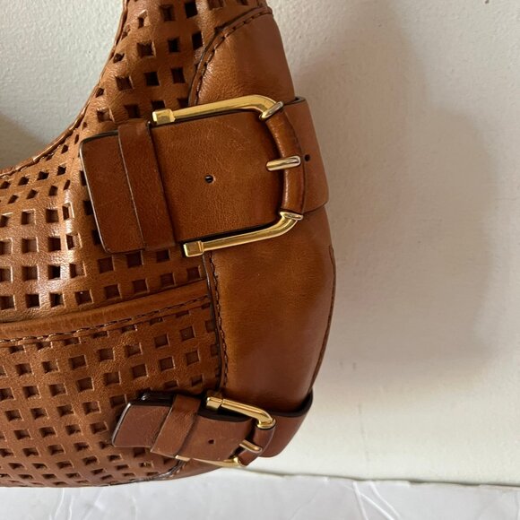 VINTAGE MICHAEL MICHAEL KORS LEATHER BUCKLE HOBO SHOULDER BAG - Picture 5 of 10